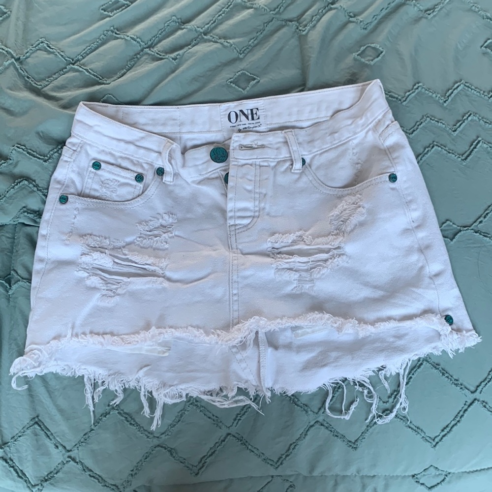 One Teaspoon white denim skirt